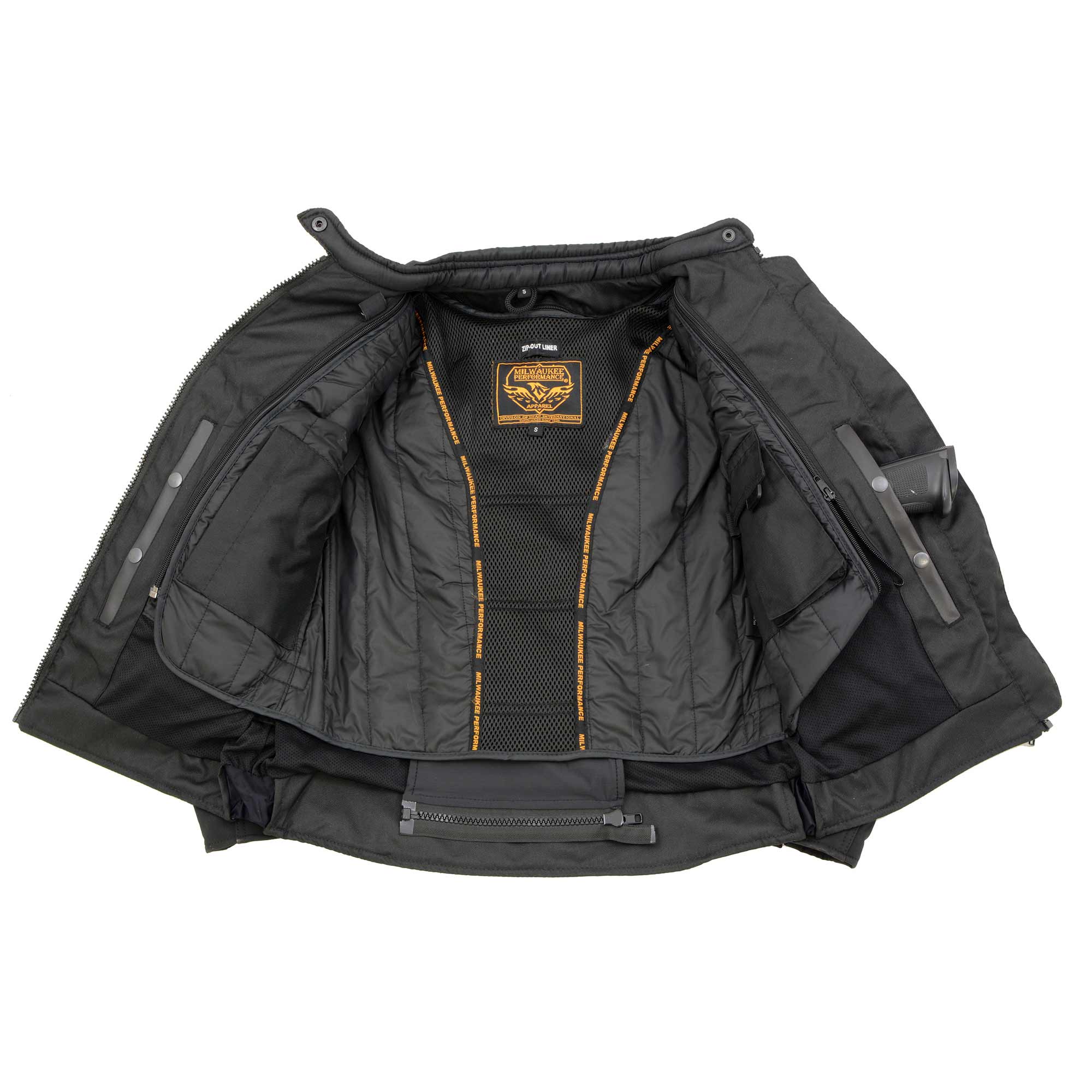 MPL2775 Black Armored Textile Motorcycle Jacket for Women - All Season Jacket w/ Removable Liner