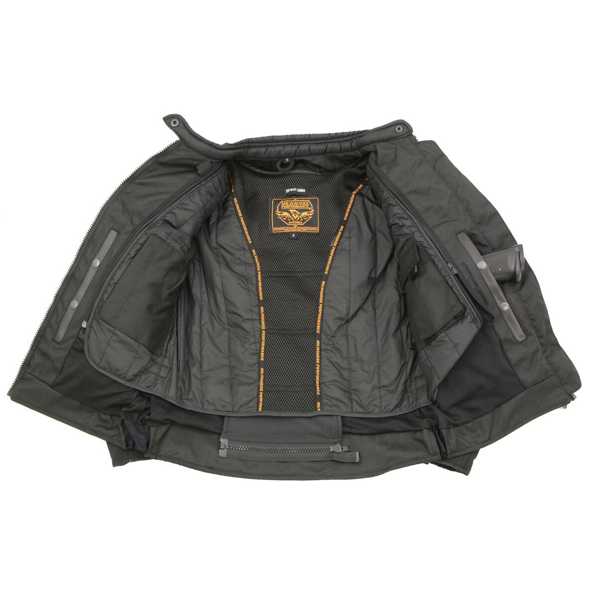MPL2775 Black Armored Textile Motorcycle Jacket for Women - All Season Jacket w/ Removable Liner