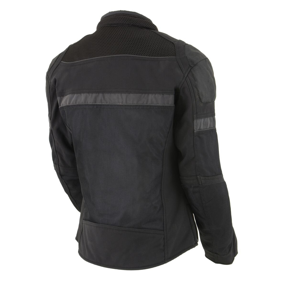 MPL2775 Black Armored Textile Motorcycle Jacket for Women - All Season Jacket w/ Removable Liner