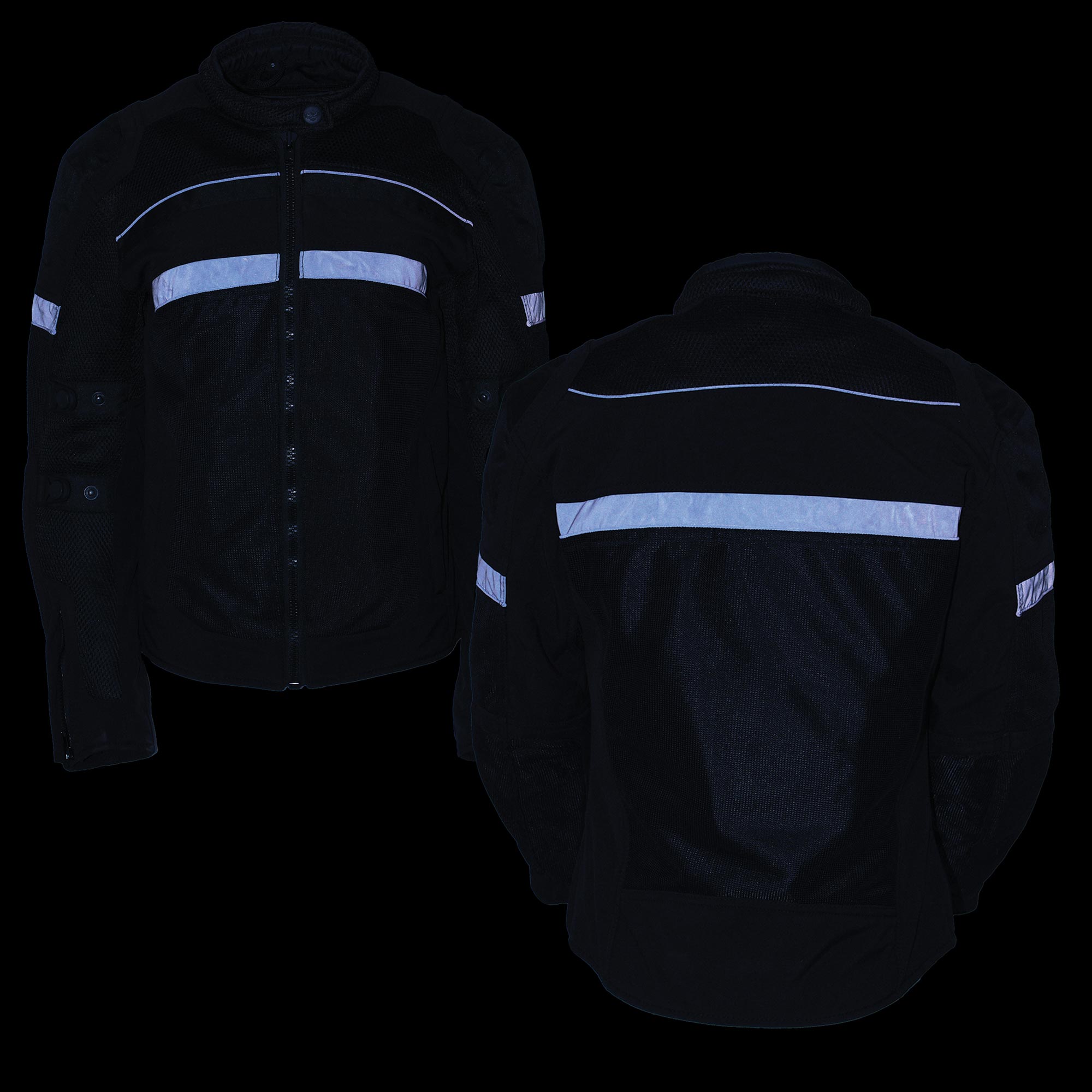 MPL2775 Black Armored Textile Motorcycle Jacket for Women - All Season Jacket w/ Removable Liner