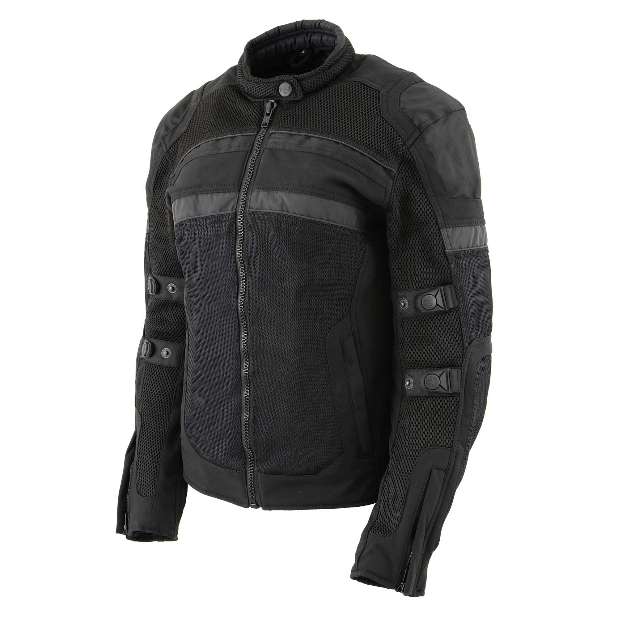 MPL2775 Black Armored Textile Motorcycle Jacket for Women - All Season Jacket w/ Removable Liner