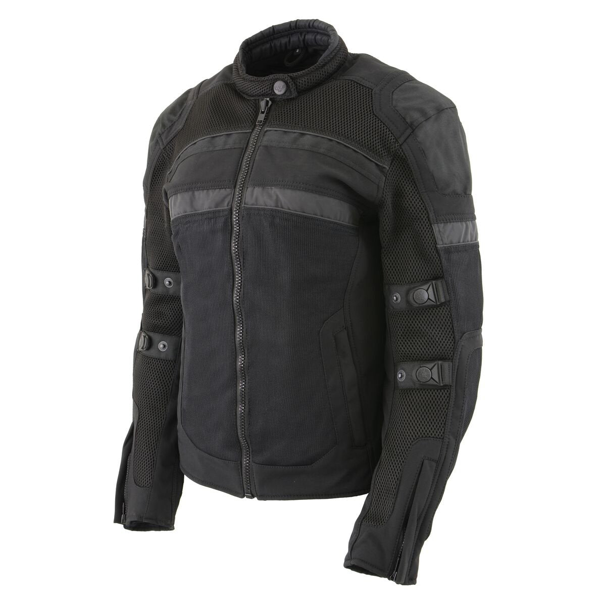 MPL2775 Black Armored Textile Motorcycle Jacket for Women - All Season Jacket w/ Removable Liner
