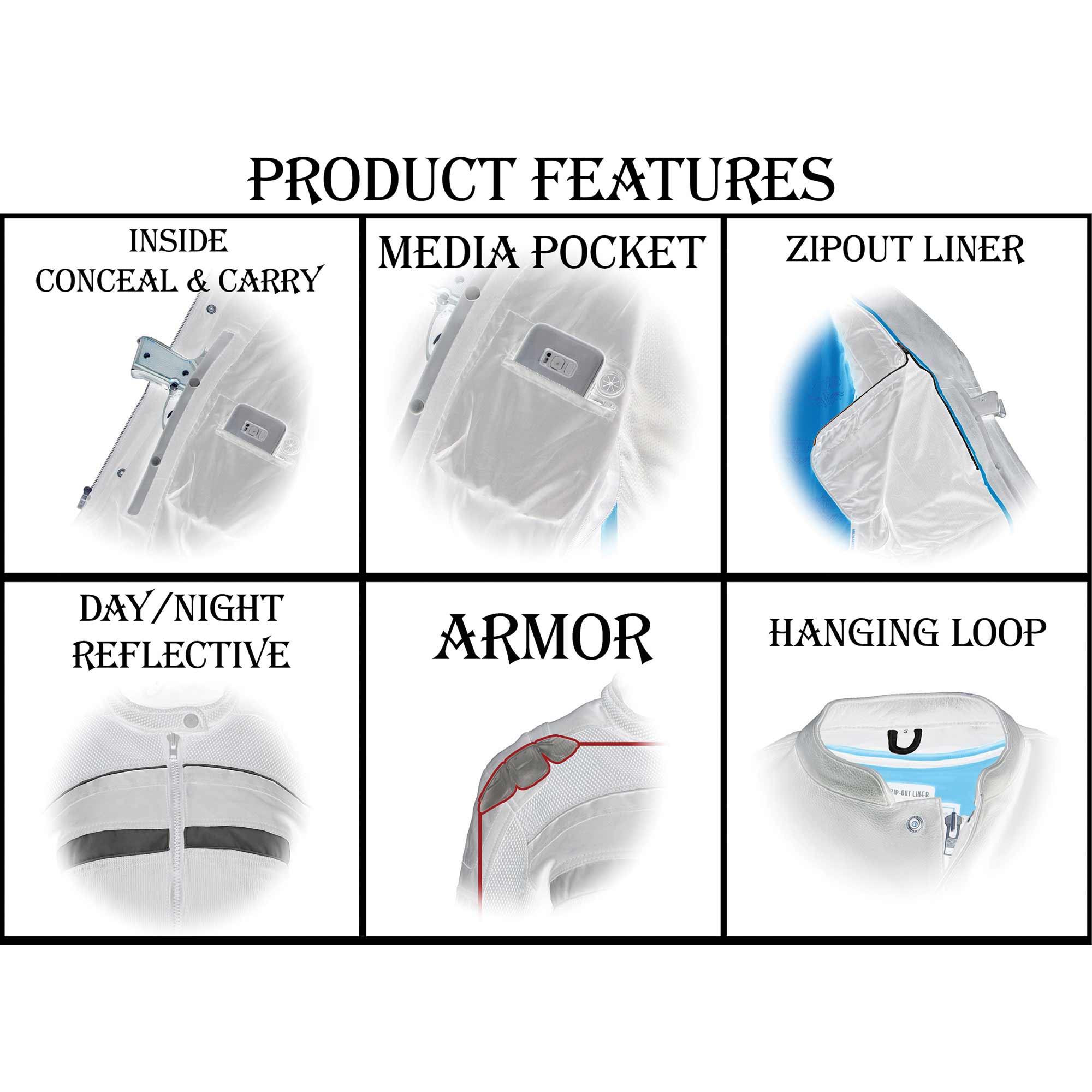 MPL2775 Black Armored Textile Motorcycle Jacket for Women - All Season Jacket w/ Removable Liner