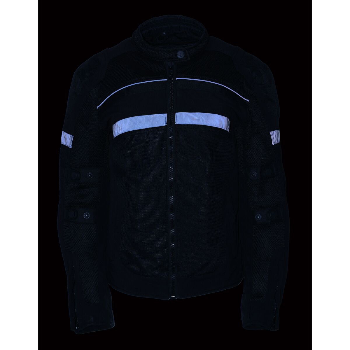 MPL2775 Black Armored Textile Motorcycle Jacket for Women - All Season Jacket w/ Removable Liner