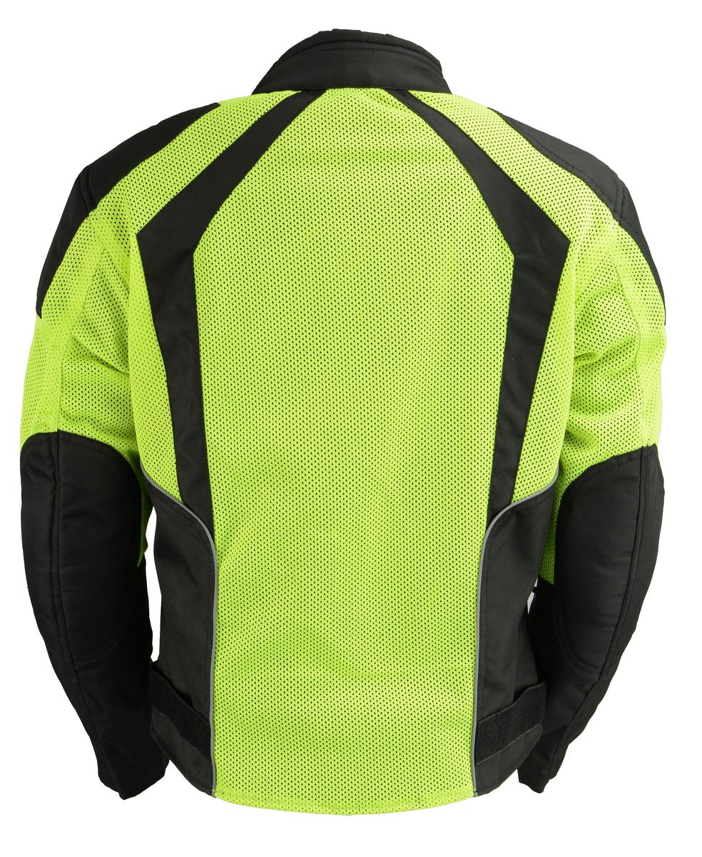 MPL2793 High Vis Green with Black Armored Textile Motorcycle Jacket for Women - All Season Mesh Jacket