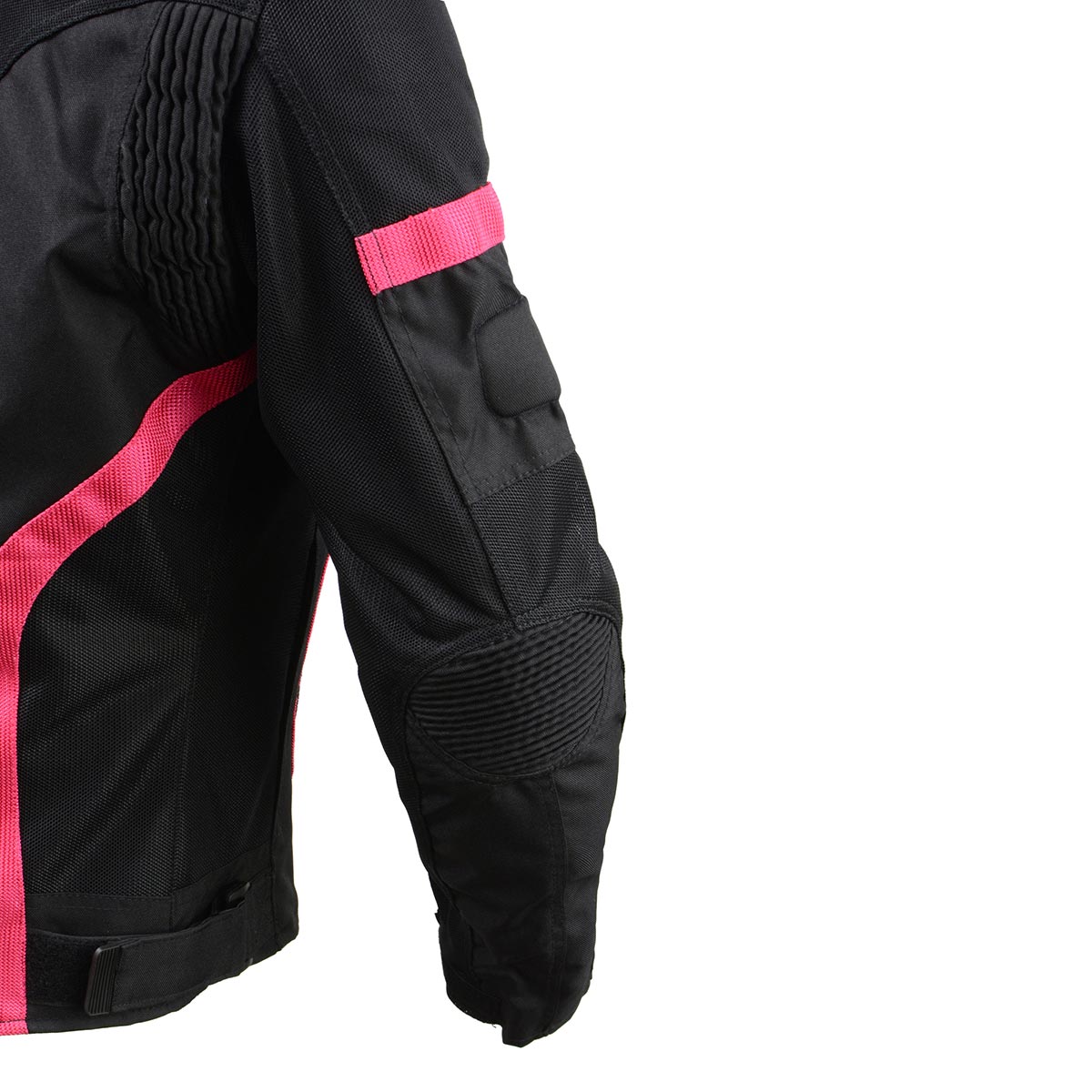 MPL2794 Black and Pink Mesh/Textile Armored Motorcycle Racer Jacket for Women - All Season Jackets