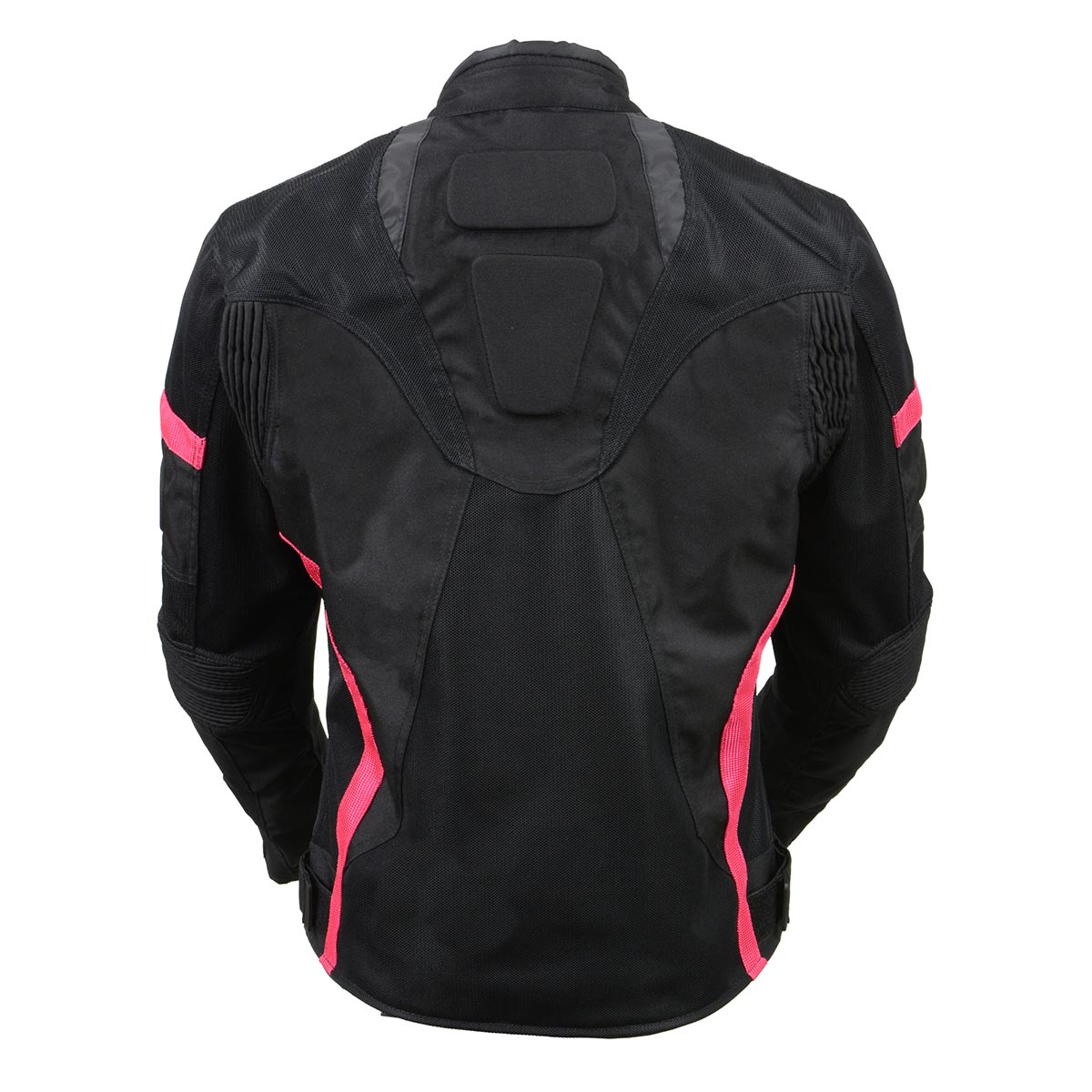 MPL2794 Black and Pink Mesh/Textile Armored Motorcycle Racer Jacket for Women - All Season Jackets