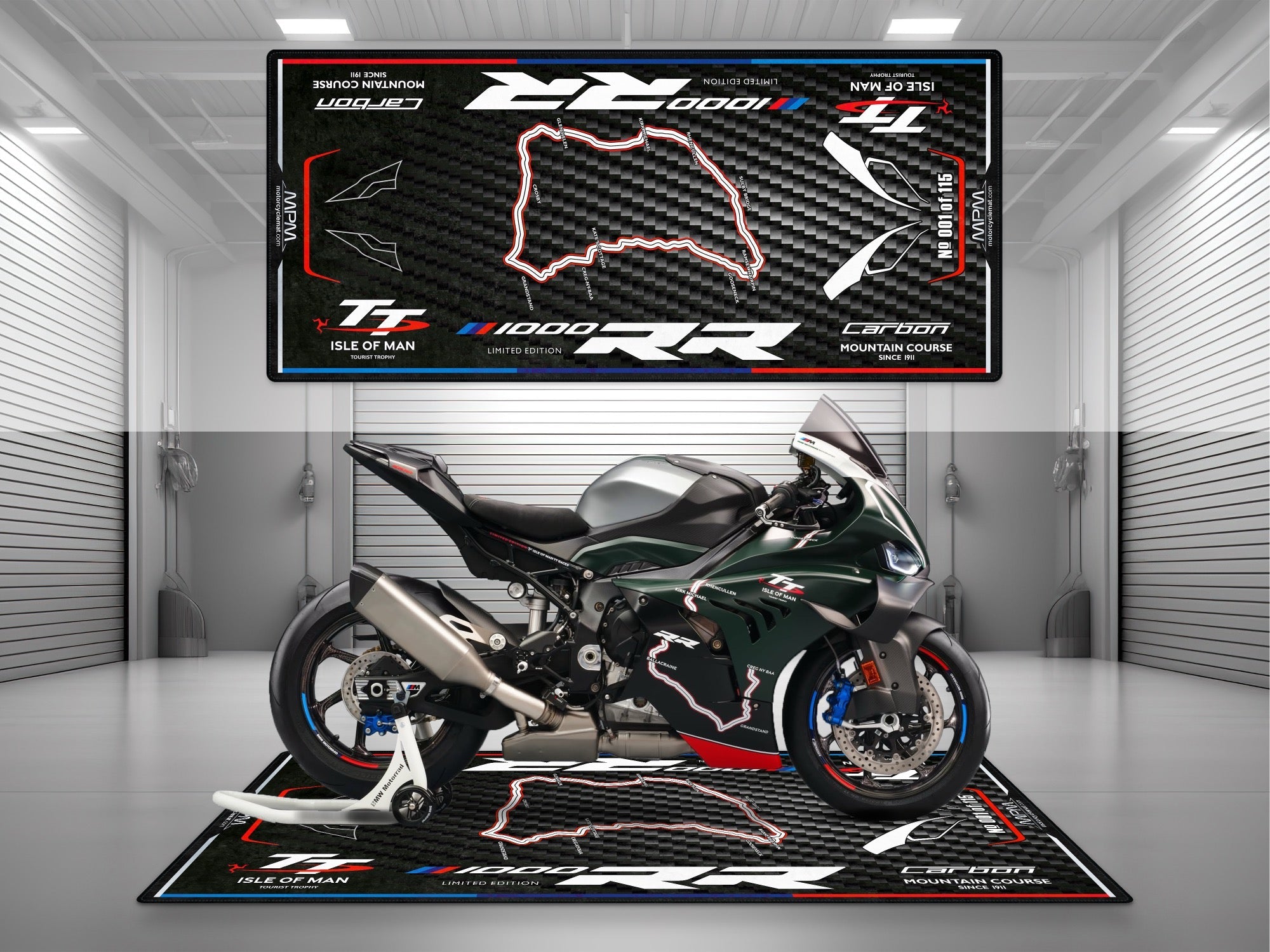 MPM Motorcycle Mat for BMW M1000RR Isle of Man TT - MM4284