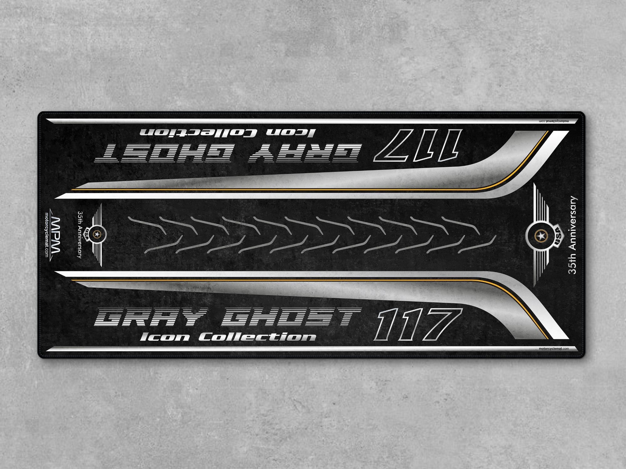 MPM Motorcycle Mat for Cruiser Motorcycle "Gray Ghost Icon Collection 35th Anniversary" - MM4210