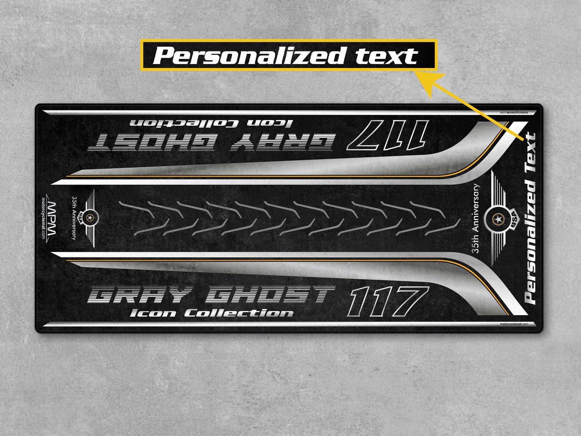 MPM Motorcycle Mat for Cruiser Motorcycle "Gray Ghost Icon Collection 35th Anniversary" - MM4210