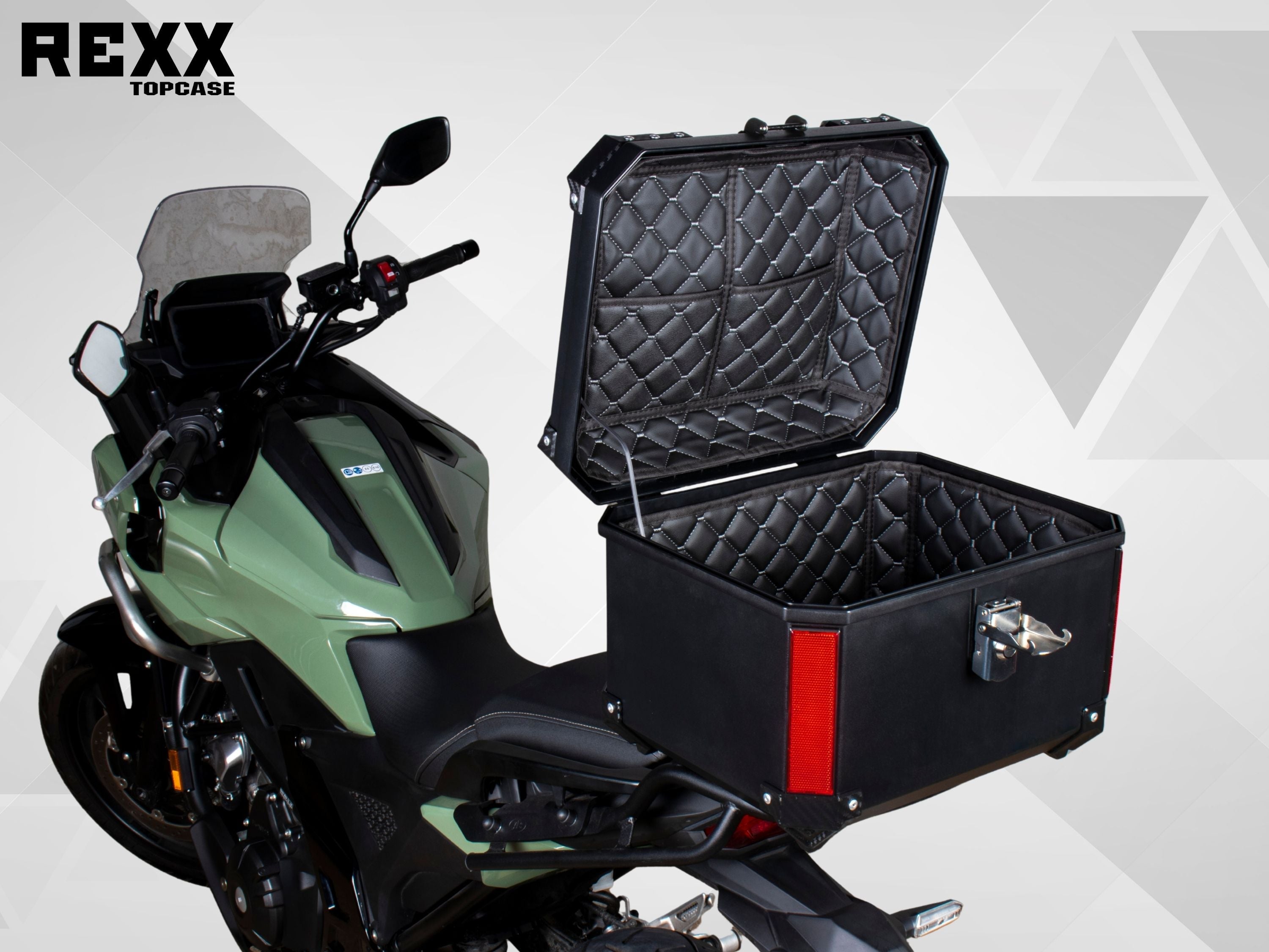 MPM Rexx Premium Motorcycle Top Case 45L – Universal ABS Reinforced Lockable Luggage Box