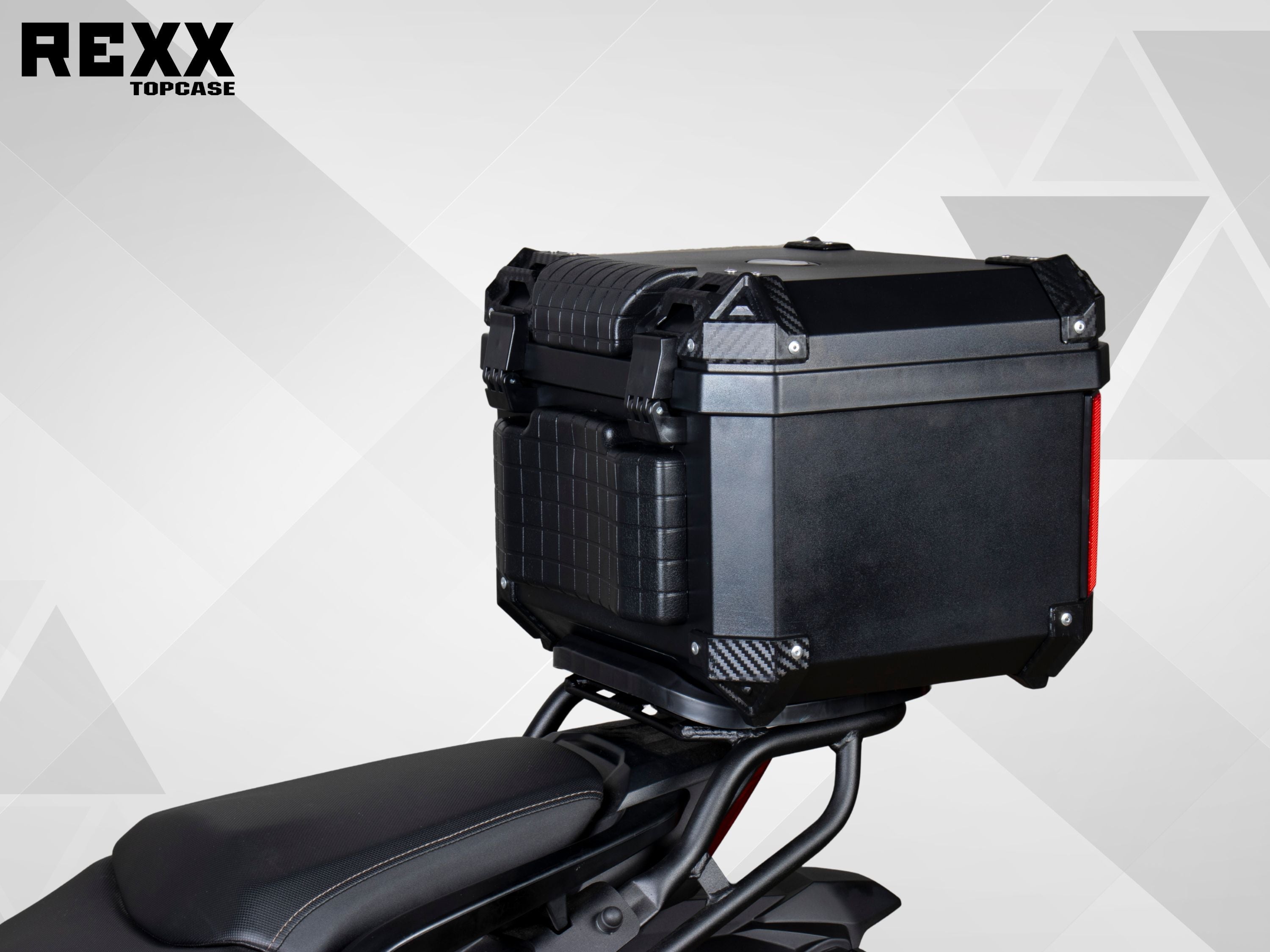 MPM Rexx Premium Motorcycle Top Case 45L – Universal ABS Reinforced Lockable Luggage Box