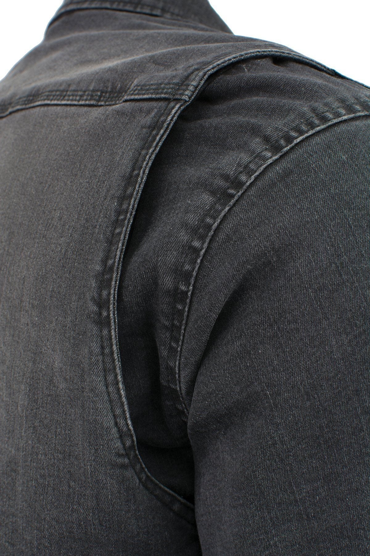 MPM1620 Men's Black Flannel Biker Shirt w/ CE Approved Armor - Reinforced w/ Aramid Fibers