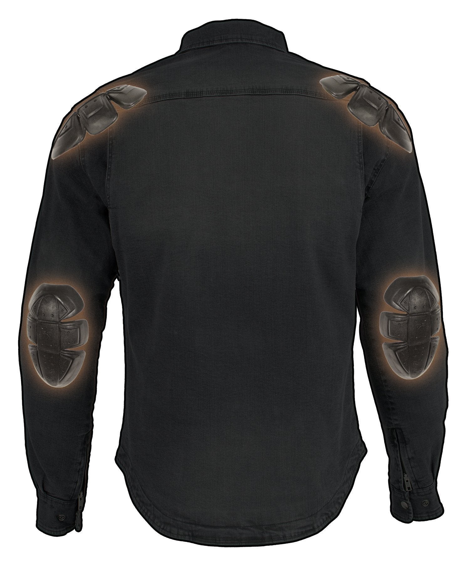 MPM1621 Men's Grey CE Armored Long Sleeve Motorcycle Riders Shirt w/ Reinforced w/ Aramid Fibers