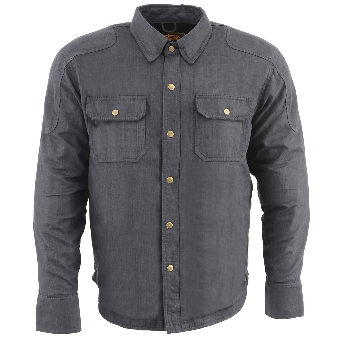 MPM1622 Men's Black Waxy CE Armored Denim Long Sleeve Shirt Reinforced w/ Aramid Fibers