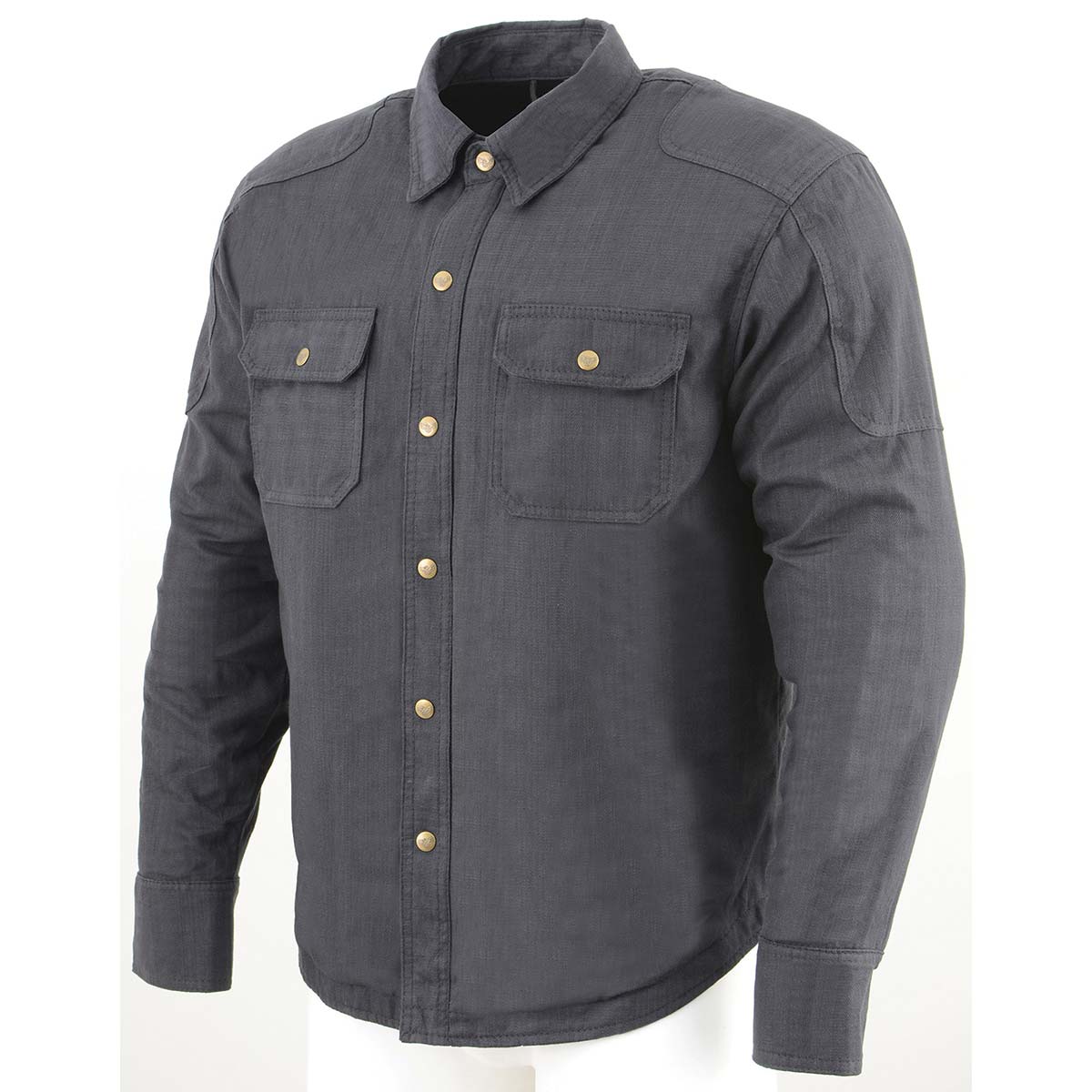 MPM1622 Men's Black Waxy CE Armored Denim Long Sleeve Shirt Reinforced w/ Aramid Fibers