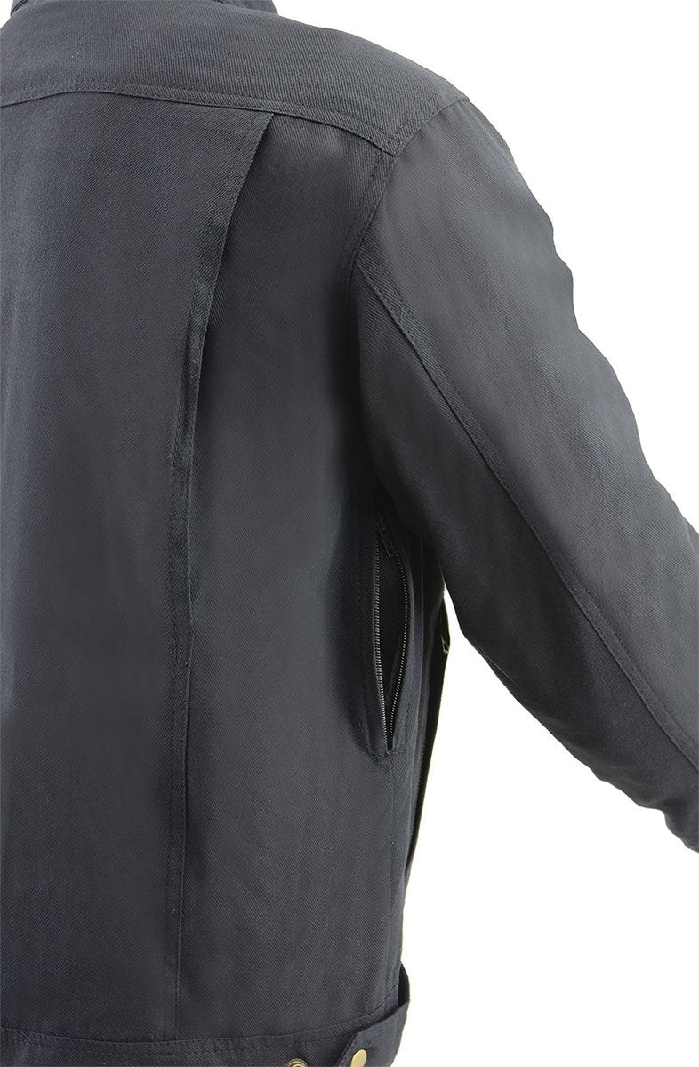 MPM1623 Men's Black CE Armored Long Sleeve Biker Shirt Jacket Reinforced w/ Aramid Fibers