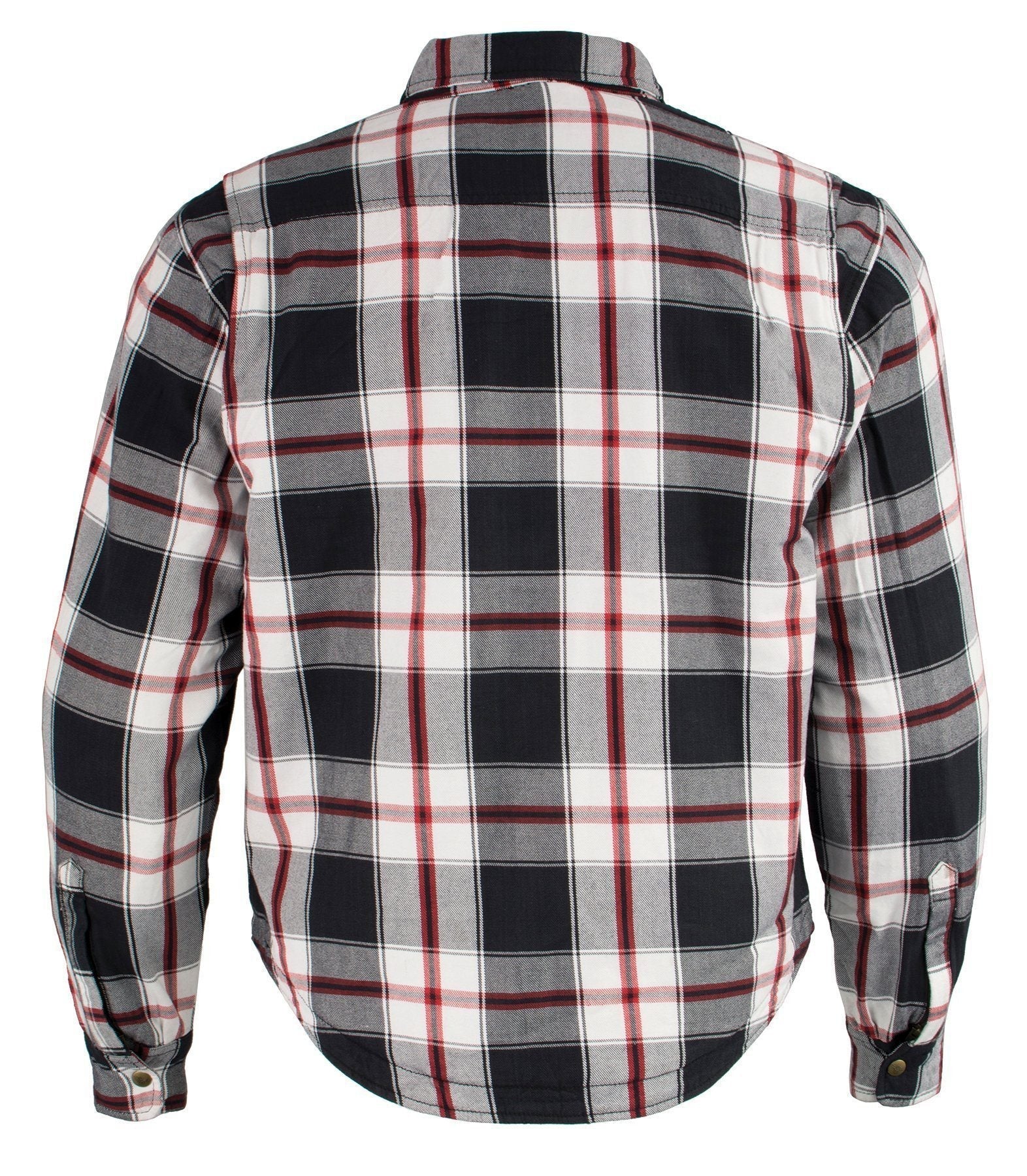 MPM1625 Men's Plaid Flannel Biker Shirt with CE Approved Armor - Reinforced w/ Aramid Fibers