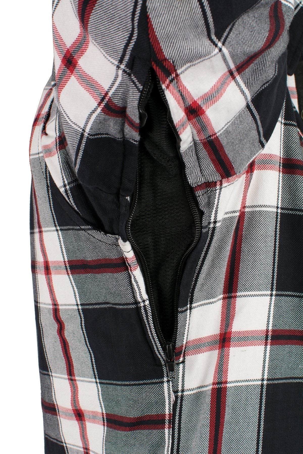 MPM1625 Men's Plaid Flannel Biker Shirt with CE Approved Armor - Reinforced w/ Aramid Fibers