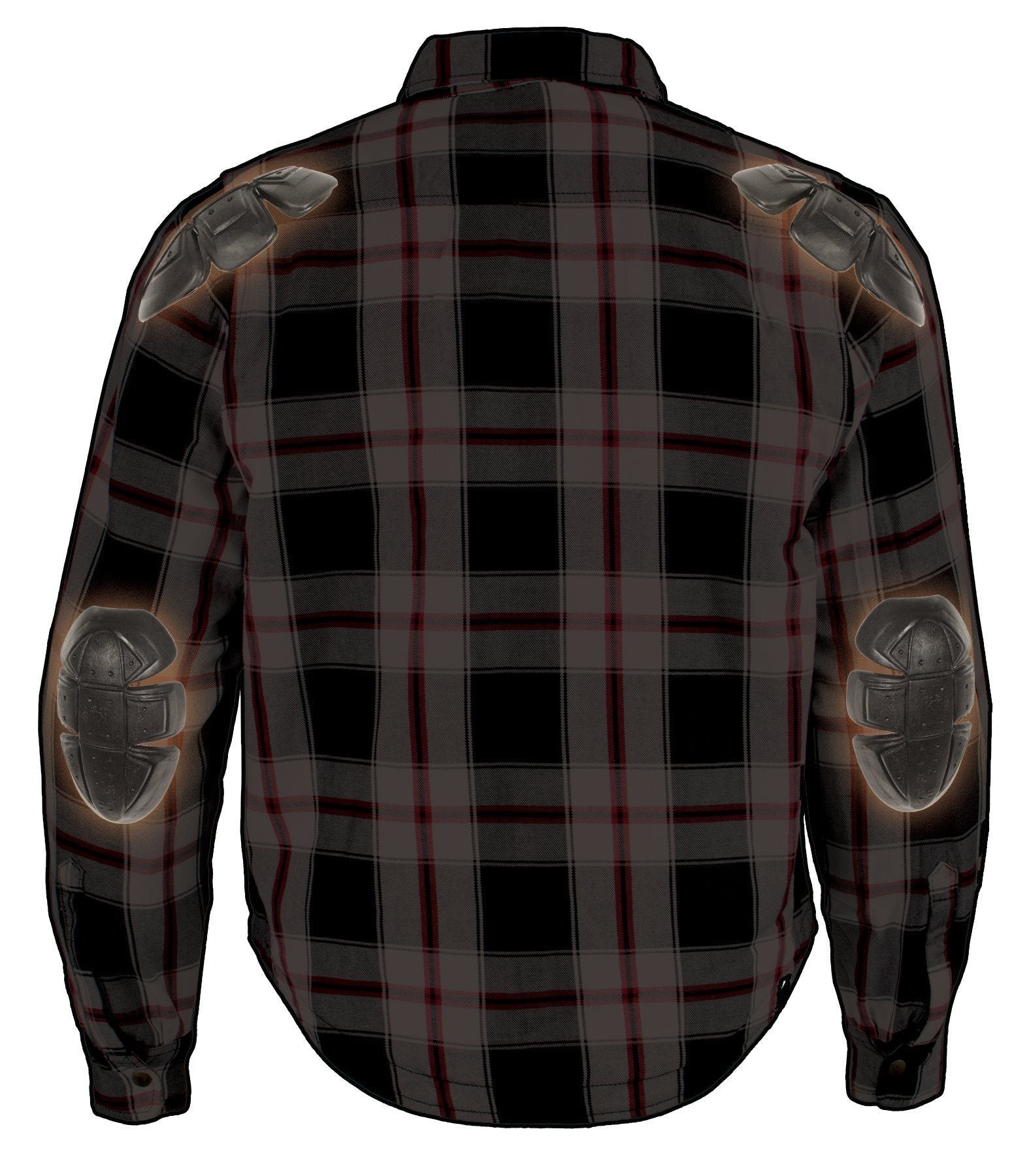 MPM1625 Men's Plaid Flannel Biker Shirt with CE Approved Armor - Reinforced w/ Aramid Fibers
