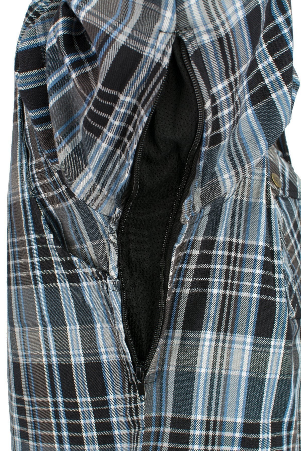 MPM1626 Men's Plaid Flannel Biker Shirt with CE Approved Armor - Reinforced w/ Aramid Fiber