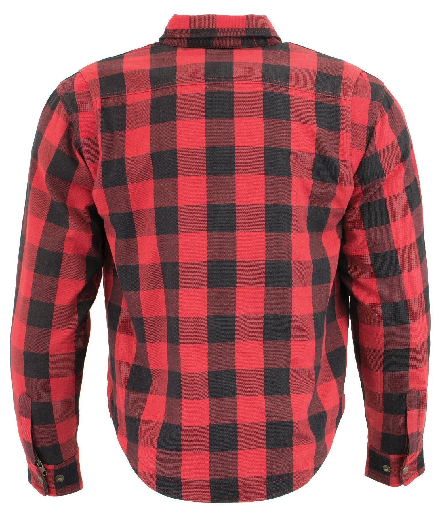 MPM1631 Men's Plaid Flannel Biker Shirt with CE Approved Armor - Reinforced w/ Aramid Fiber