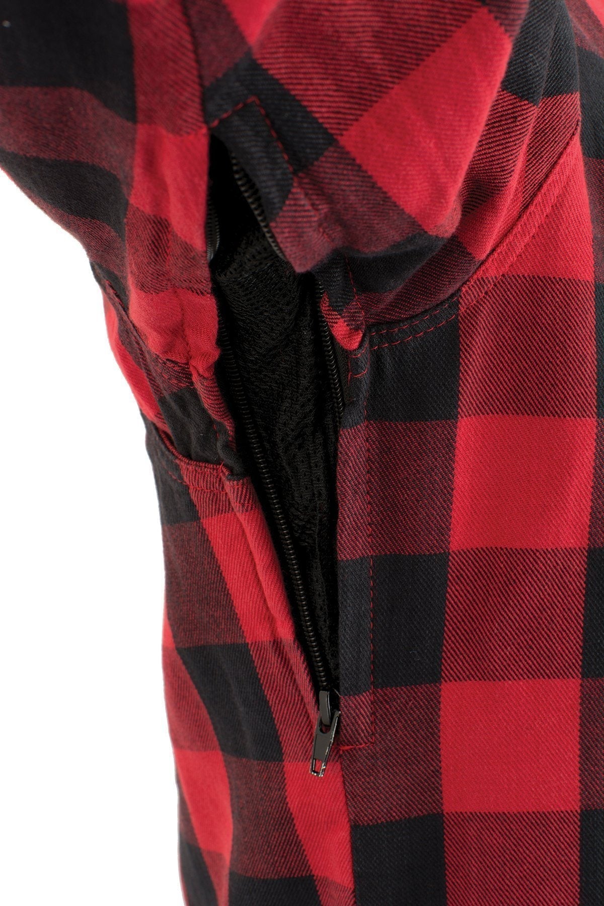 MPM1631 Men's Plaid Flannel Biker Shirt with CE Approved Armor - Reinforced w/ Aramid Fiber
