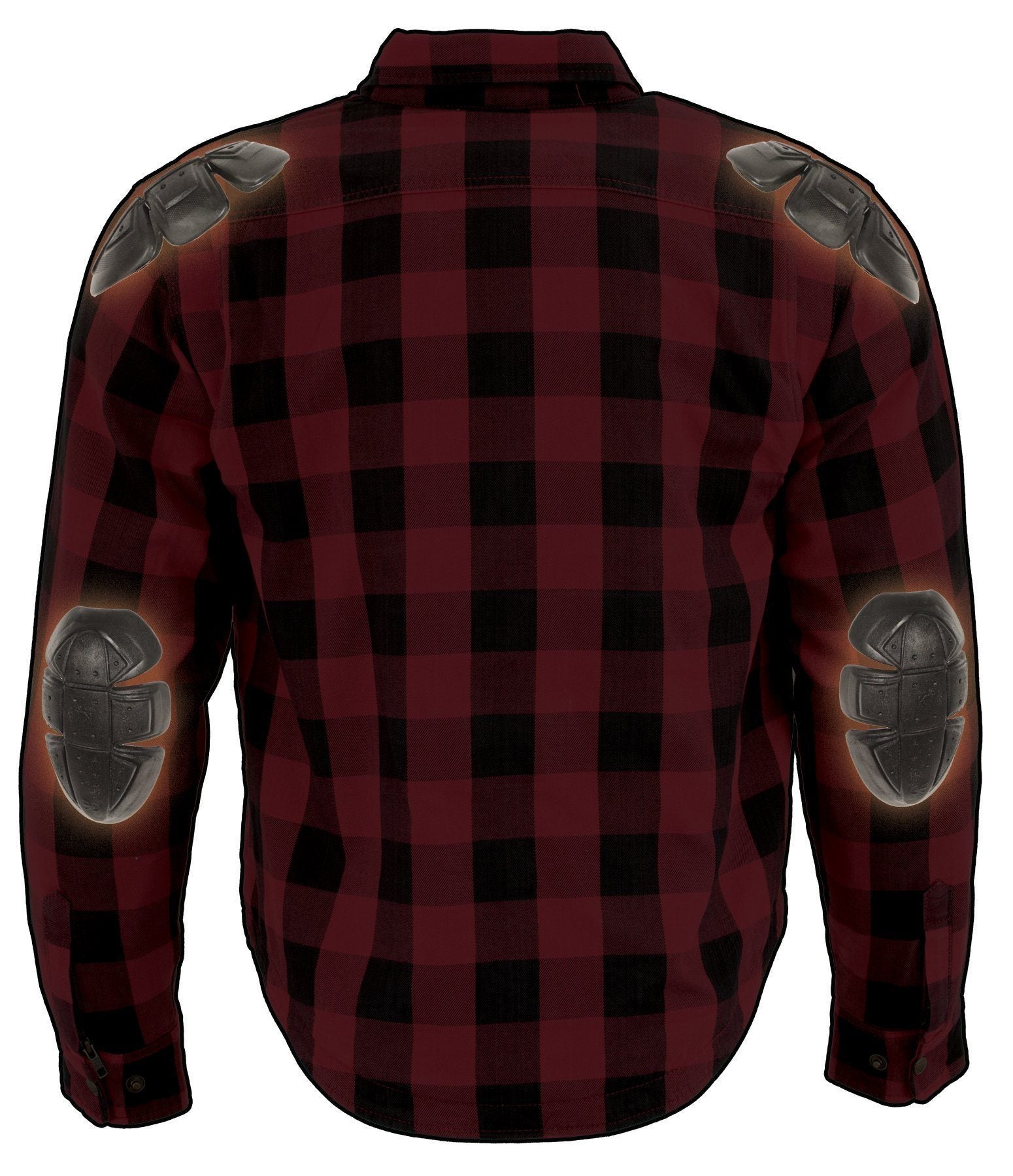 MPM1631 Men's Plaid Flannel Biker Shirt with CE Approved Armor - Reinforced w/ Aramid Fiber
