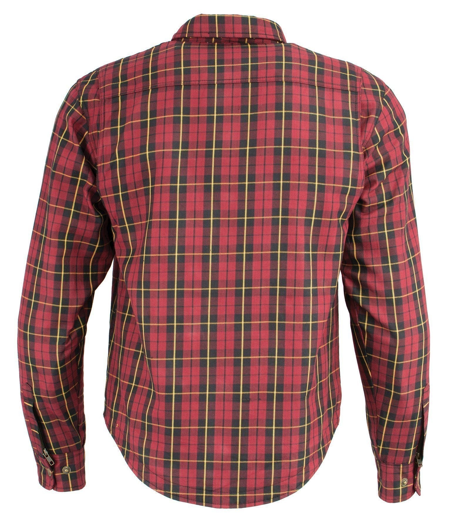 MPM1632 Men's Plaid Flannel Biker Shirt with CE Approved Armor - Reinforced w/ Aramid Fiber