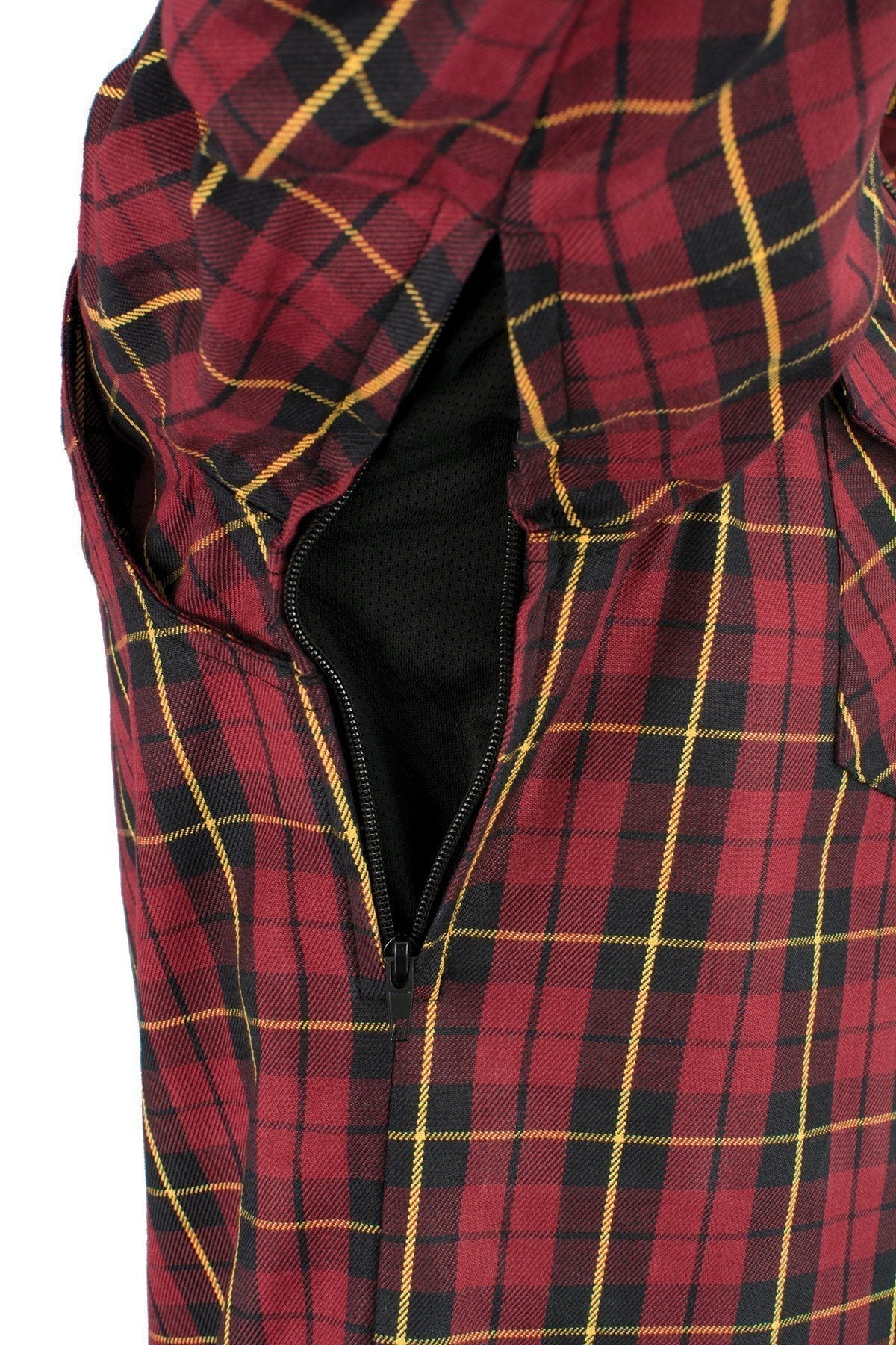 MPM1632 Men's Plaid Flannel Biker Shirt with CE Approved Armor - Reinforced w/ Aramid Fiber