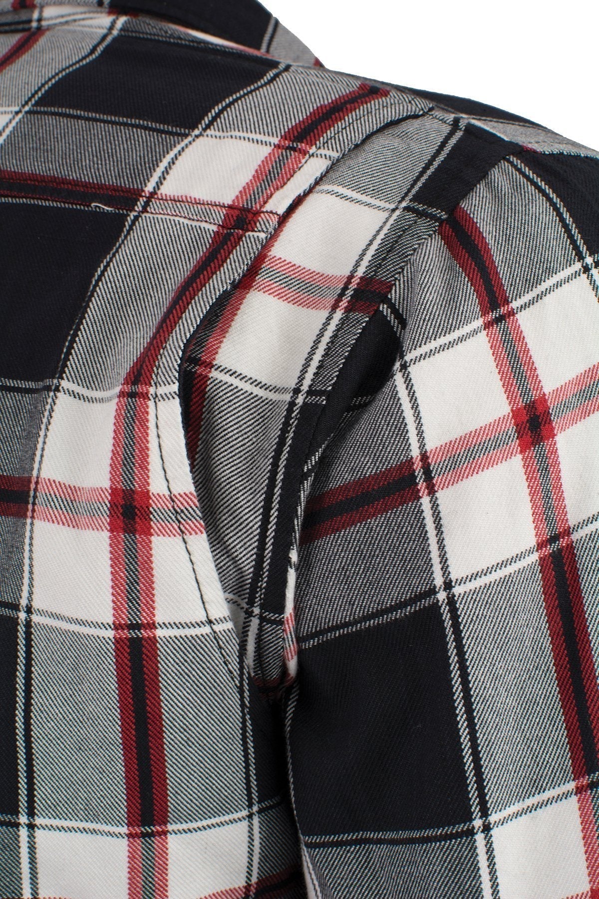 MPM1635 Men's Plaid Flannel Biker Shirt with CE Approved Armor - Reinforced w/ Aramid Fiber