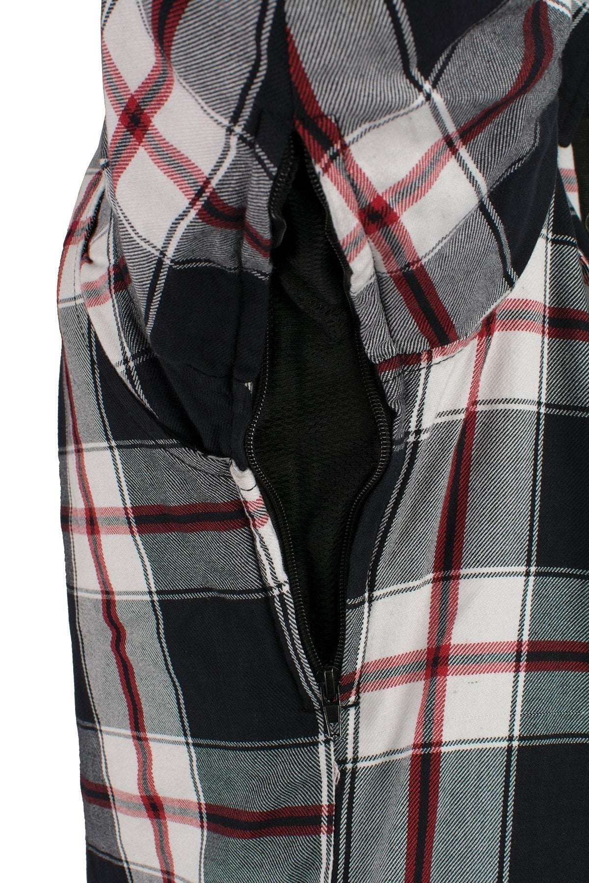 MPM1635 Men's Plaid Flannel Biker Shirt with CE Approved Armor - Reinforced w/ Aramid Fiber