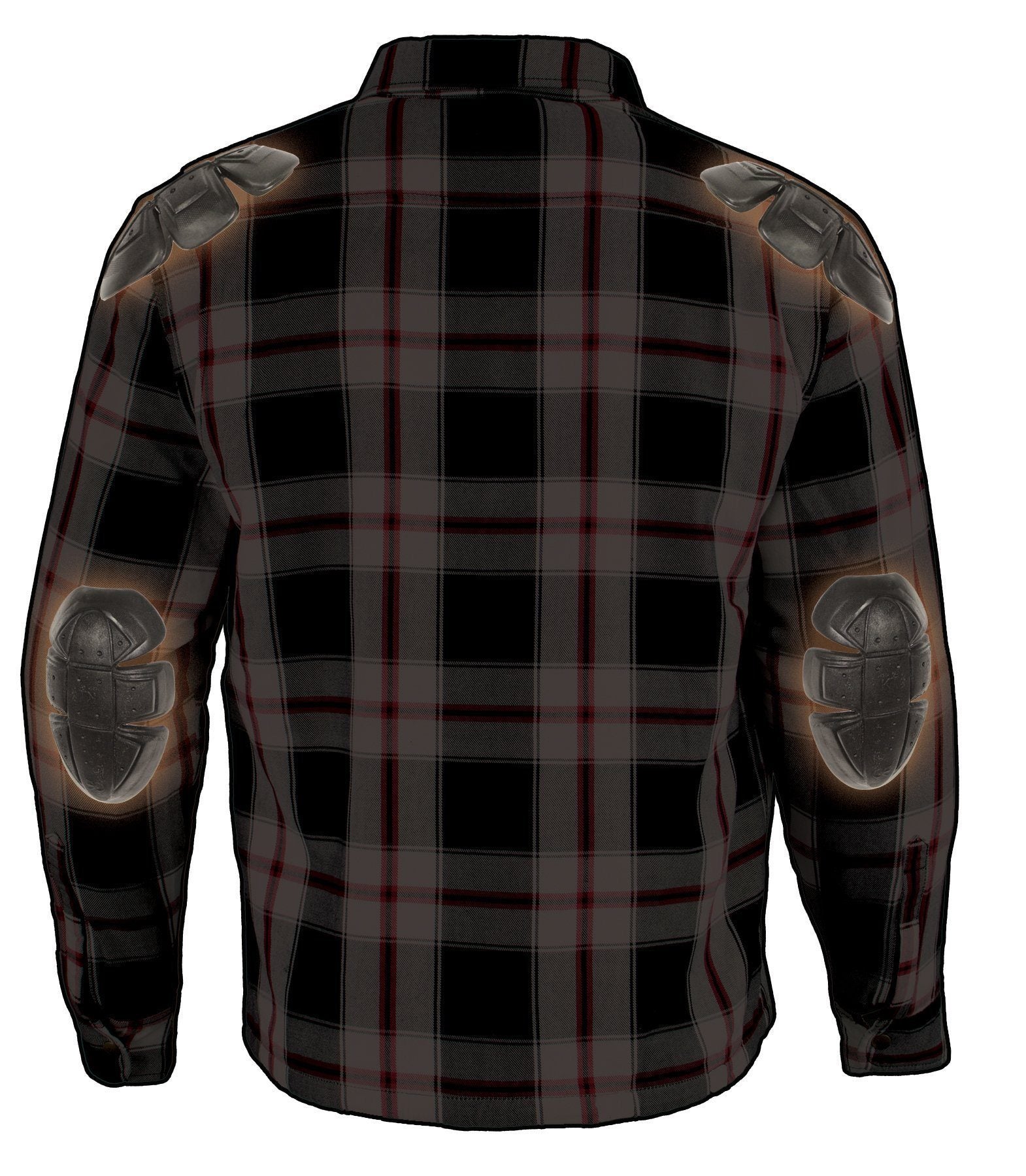 MPM1635 Men's Plaid Flannel Biker Shirt with CE Approved Armor - Reinforced w/ Aramid Fiber