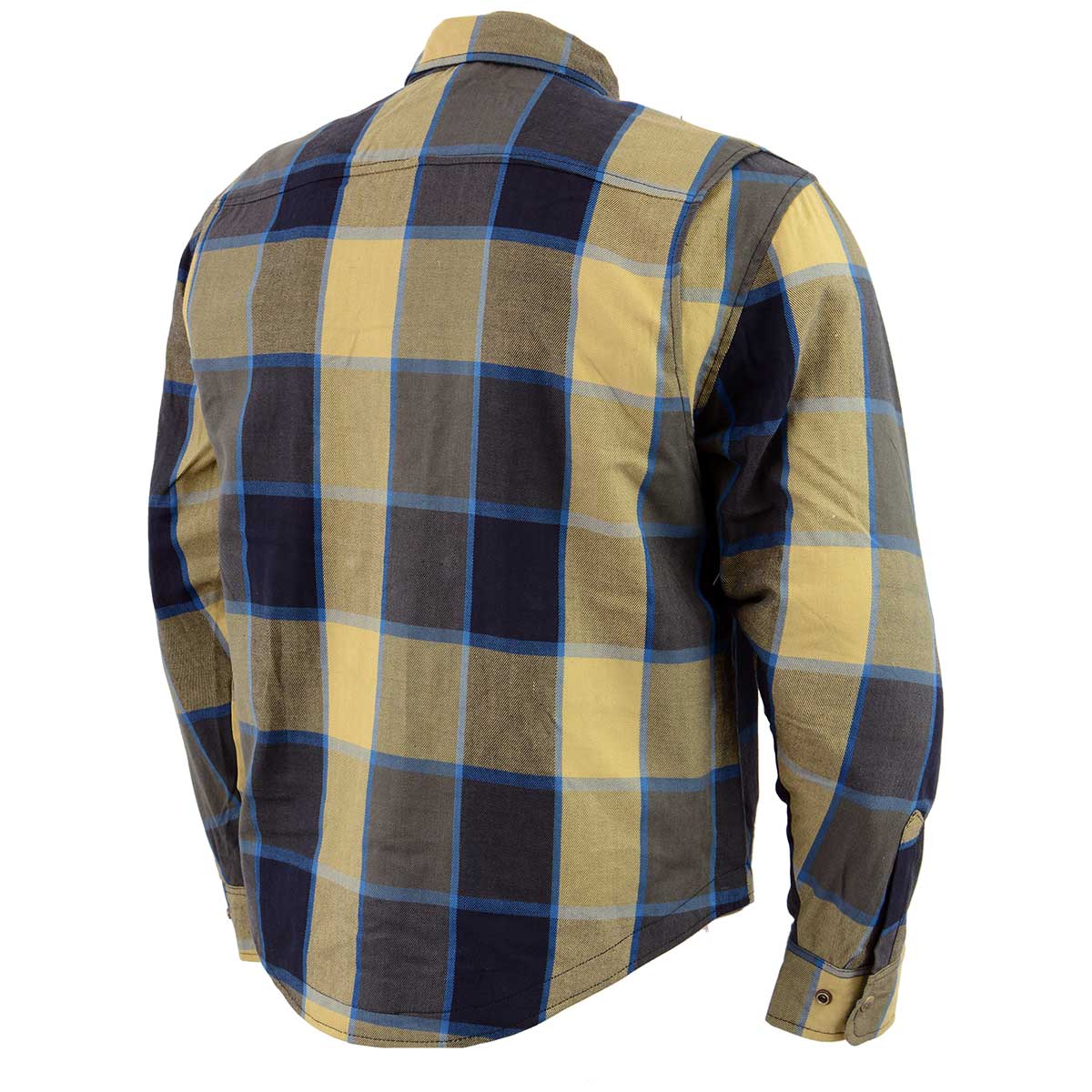 MPM1639 Men's Plaid Flannel Biker Shirt with CE Approved Armor - Reinforced w/ Aramid Fibers