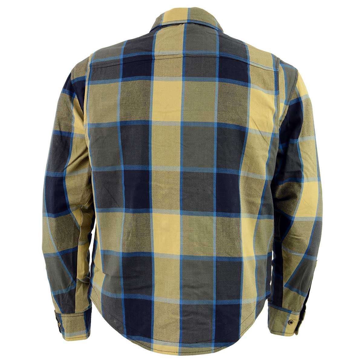 MPM1639 Men's Plaid Flannel Biker Shirt with CE Approved Armor - Reinforced w/ Aramid Fibers