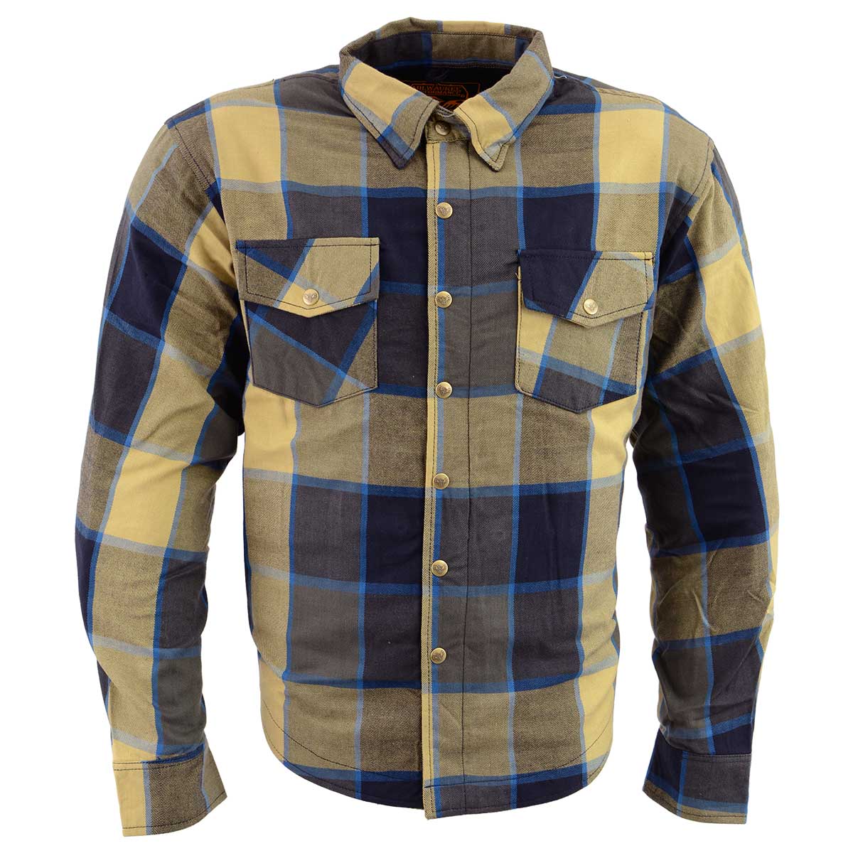 MPM1639 Men's Plaid Flannel Biker Shirt with CE Approved Armor - Reinforced w/ Aramid Fibers