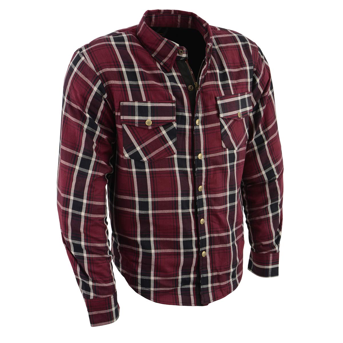 MPM1640 Men's Plaid Flannel Biker Shirt with CE Approved Armor - Reinforced w/ Aramid Fiber