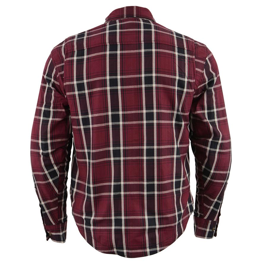 MPM1640 Men's Plaid Flannel Biker Shirt with CE Approved Armor - Reinforced w/ Aramid Fiber