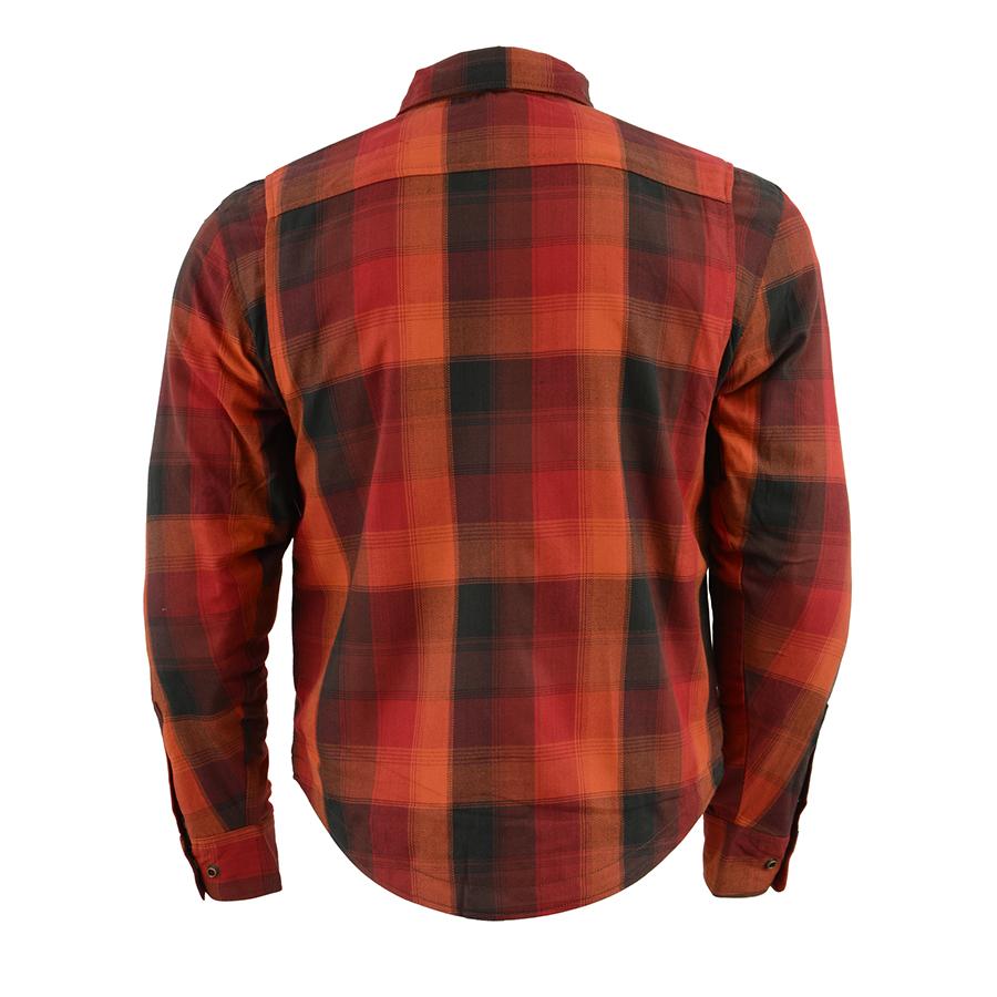 MPM1641 Men's Plaid Flannel Biker Shirt with CE Approved Armor - Reinforced w/ Aramid Fiber