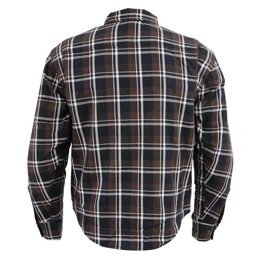 MPM1643 Men's Plaid Flannel Biker Shirt with CE Approved Armor - Reinforced w/ Aramid Fiber