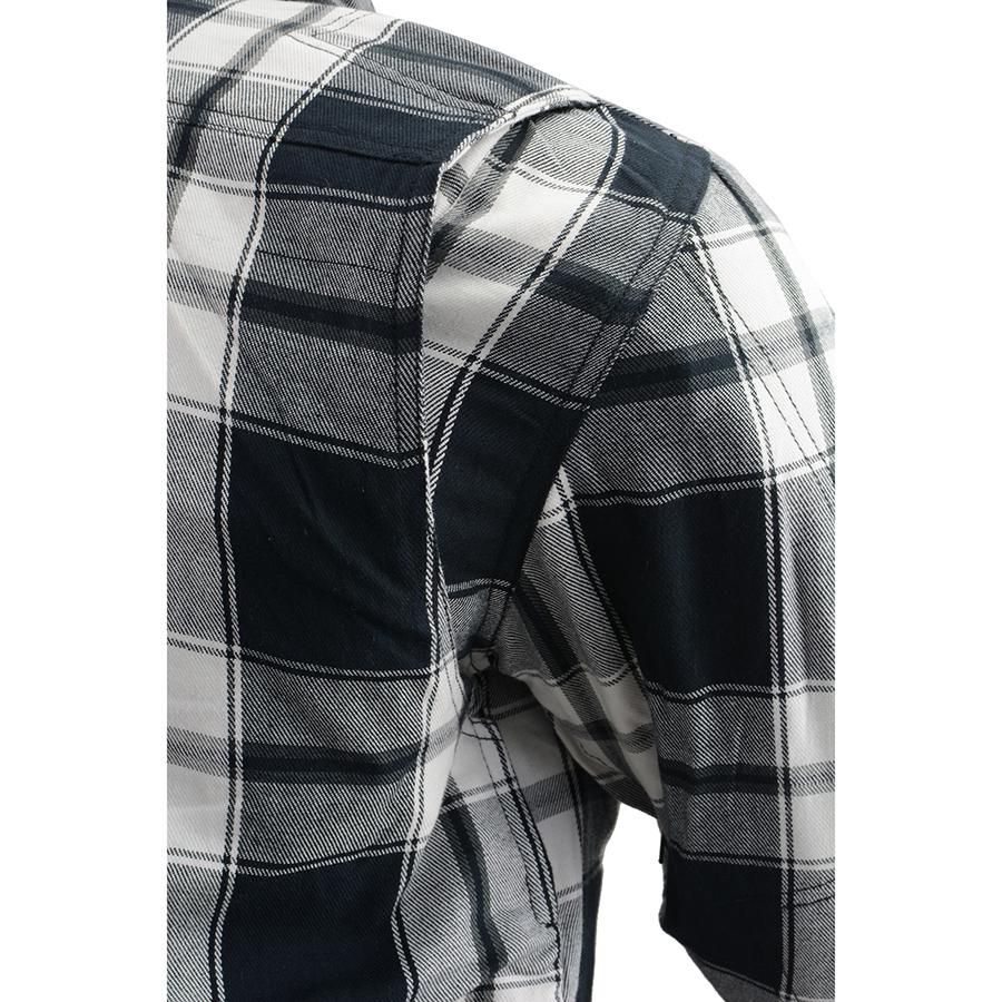 MPM1644 Men's Plaid Flannel Biker Shirt with CE Approved Armor - Reinforced w/ Aramid Fiber