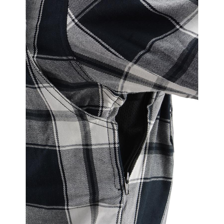 MPM1644 Men's Plaid Flannel Biker Shirt with CE Approved Armor - Reinforced w/ Aramid Fiber
