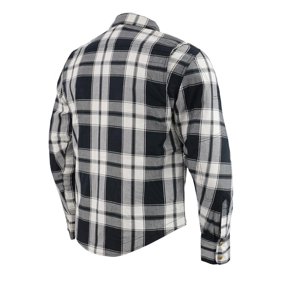 MPM1644 Men's Plaid Flannel Biker Shirt with CE Approved Armor - Reinforced w/ Aramid Fiber