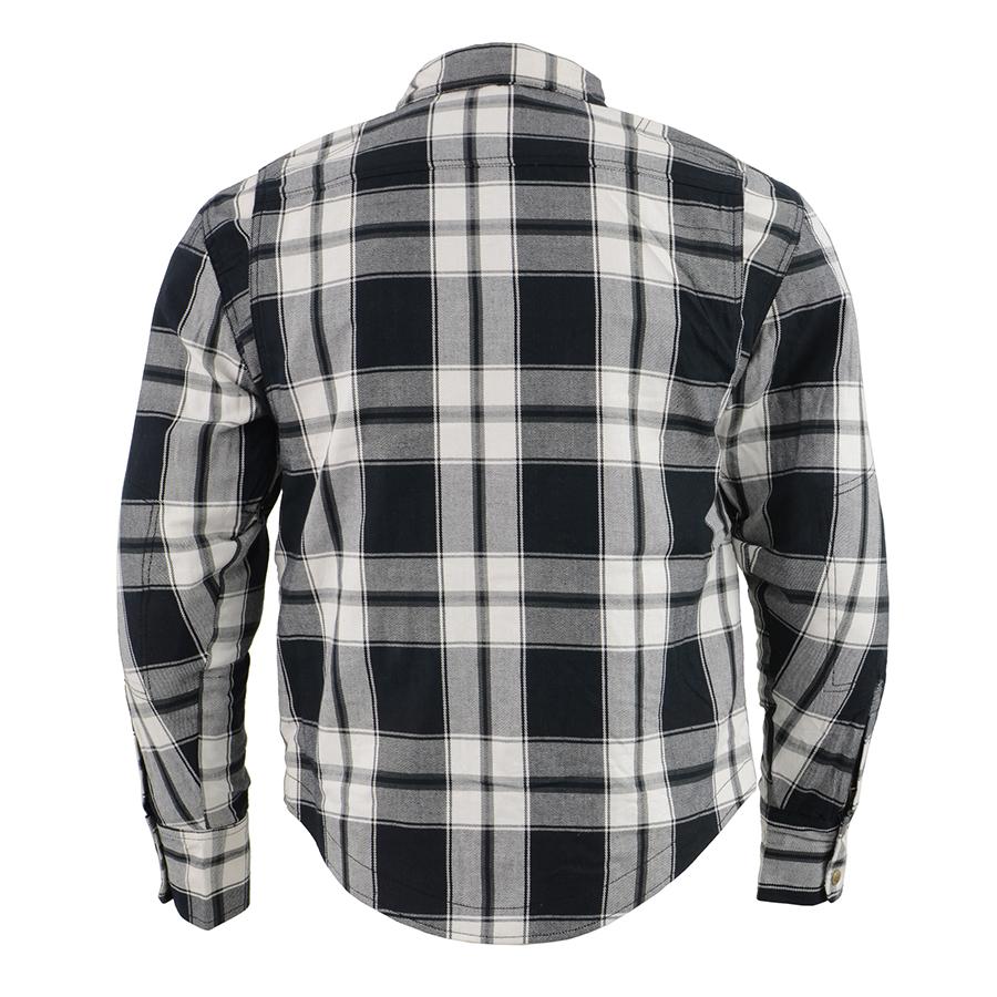 MPM1644 Men's Plaid Flannel Biker Shirt with CE Approved Armor - Reinforced w/ Aramid Fiber