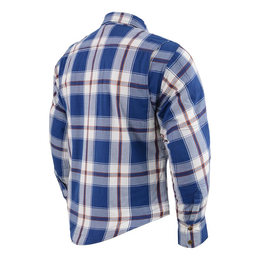 MPM1645 Men's Plaid Flannel Biker Shirt with CE Approved Armor - Reinforced w/ Aramid Fiber
