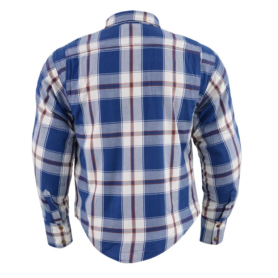 MPM1645 Men's Plaid Flannel Biker Shirt with CE Approved Armor - Reinforced w/ Aramid Fiber