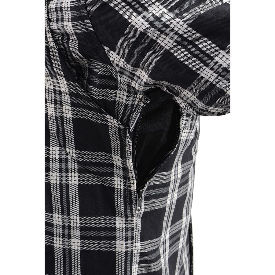 MPM1646 Men's Plaid Flannel Biker Shirt with CE Approved Armor - Reinforced w/ Aramid Fiber