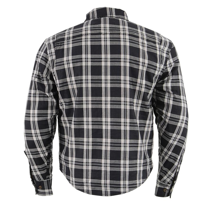 MPM1646 Men's Plaid Flannel Biker Shirt with CE Approved Armor - Reinforced w/ Aramid Fiber