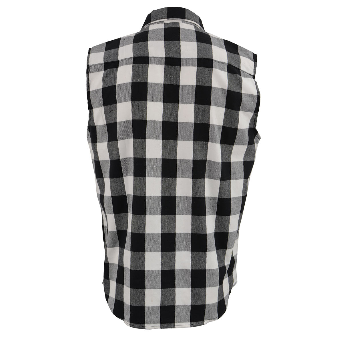 MPM1647 Men’s Classic Black and White Button-Down Flannel Cut Off Sleeveless Casual Shirt