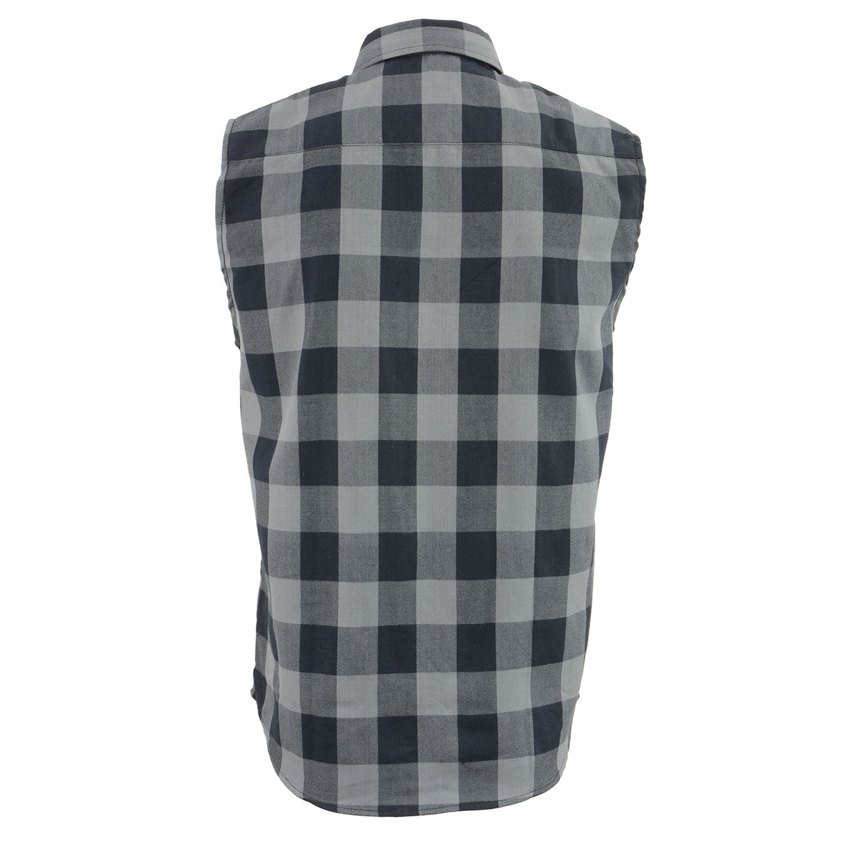 MPM1648 Men’s Classic Black and Grey Button-Down Flannel Cut Off Sleeveless Casual Shirt